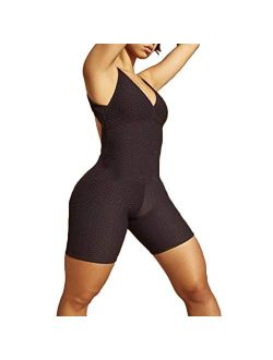 Sumtory Women Crisscross Bandage Backless Camo Bodycon Jumpsuits Long Pant Romper Playsuit