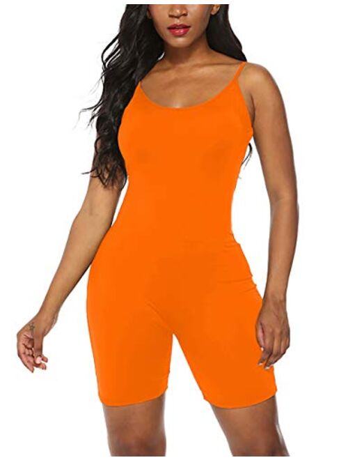 Women's Spaghetti Strap Tank Top Short Jumpsuit Rompers Bodysuit