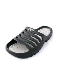 Vertico Men's Shower and Pool Slide On Sandal, Black and Gray