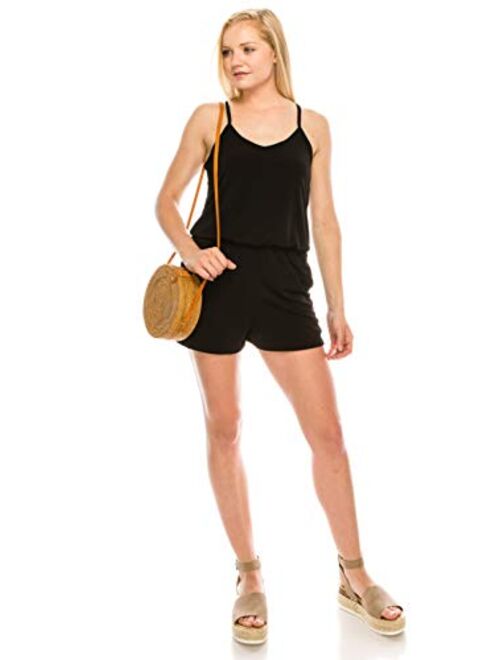 URBAN K Women's Plus and Regular Size Solid Racer Back Rompers with Pockets