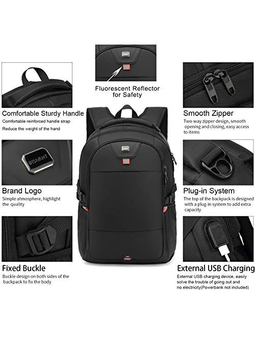 Laptop Backpack 17 Inch Water Resistant Backpacks Durable College Travel Daypack Anti Theft with USB Charging Port Best Gift for Men Women Boys Girls Students(17 Inch, Bl
