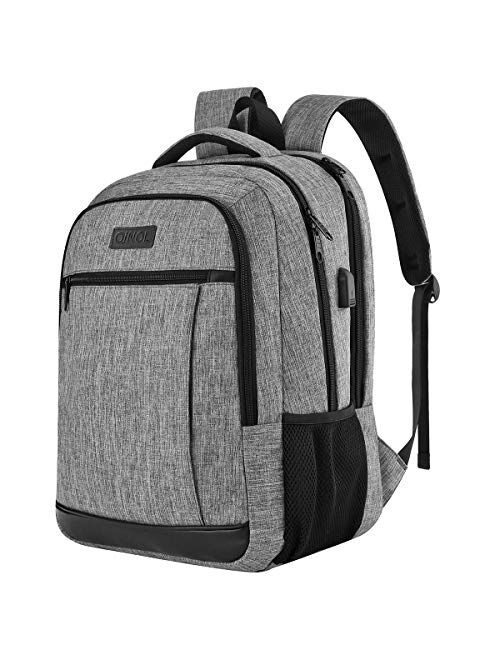 QINOL Travel Laptop Backpack Anti-Theft Work Bookbags With Usb Charging Port, Water Resistant 15.6 Inch College Computer Bag for Men Women (Grey)