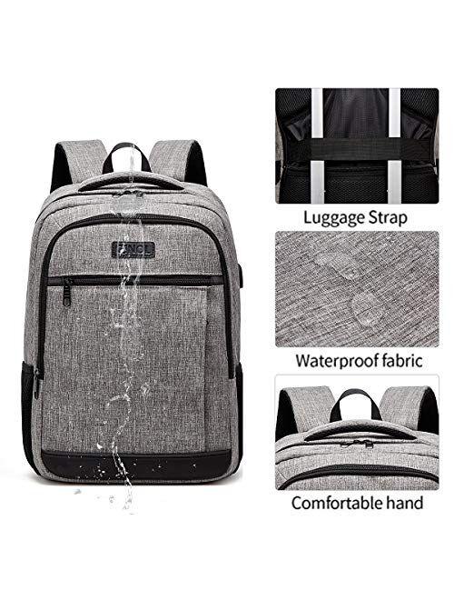 QINOL Travel Laptop Backpack Anti-Theft Work Bookbags With Usb Charging Port, Water Resistant 15.6 Inch College Computer Bag for Men Women (Grey)