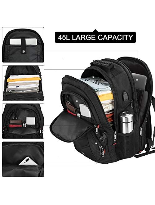 Laptop Backpack 17 Inch Business Travel Backpacks for Men Women Extra Large Waterproof TSA Anti Theft College Hight School Bookbags with USB Charging Port 17.3 Gaming Com
