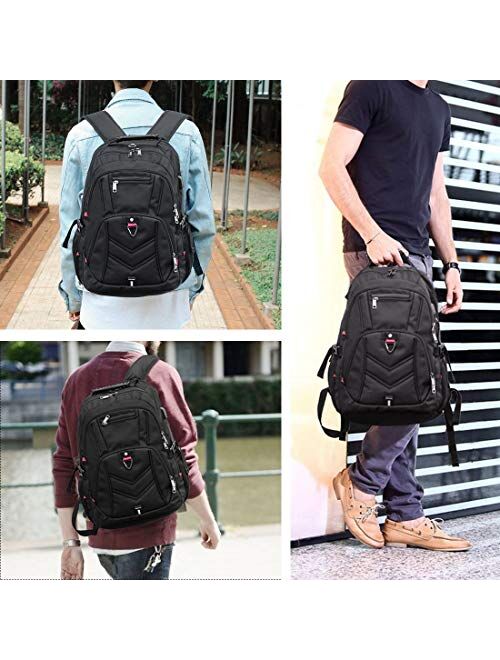 Laptop Backpack 17 Inch Business Travel Backpacks for Men Women Extra Large Waterproof TSA Anti Theft College Hight School Bookbags with USB Charging Port 17.3 Gaming Com