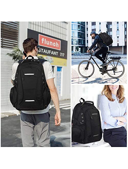 Laptop Backpack for Men, Large Travel Computer Backpack with USB Charging Port for Work Business Fits 17 Inch Notebook, Big College School Bookbag, 40L, Anti Theft, Water