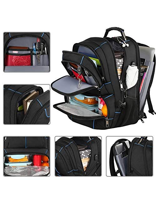 Lunch Bag Backpack, Insulated Cooler Lunch Box Backpack, Extra Large Travel Laptop Backpack TSA Friendly RFID Durable Computer College School Bookbag with USB Port for Wo