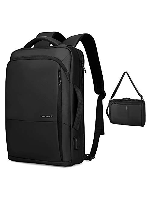 Business Backpack,MARK RYDEN 3in1 backpack Slim Laptop Backpack For Work School Travel Flight Fits 15.6 Laptop with USB Port,Waterproof Casual Daypack,Black