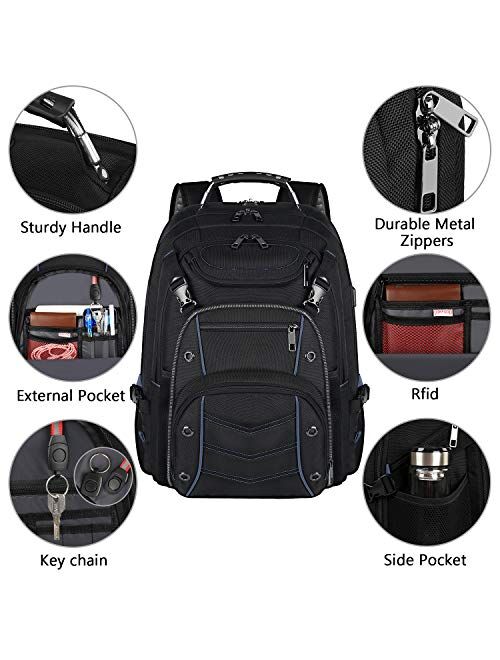 18.4 Laptop Backpack for Men, 55L Extra Large Gaming Laptops Backpack with USB Charger Port,TSA Friendly Flight Approved and RFID Anti-Theft Pocket