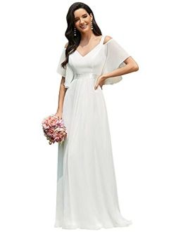 Women's A-Line Cold Shoulder Bridesmaid Dress Evening Gowns 7871