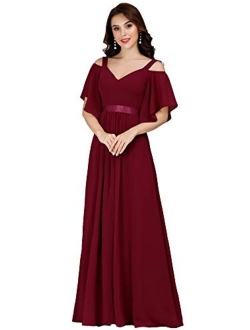 Women's A-Line Cold Shoulder Bridesmaid Dress Evening Gowns 7871