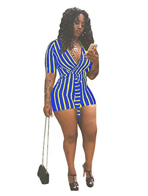 Mintsnow Women's Summer Romper Boho Playsuit African Print Jumpsuits Beach Outfits