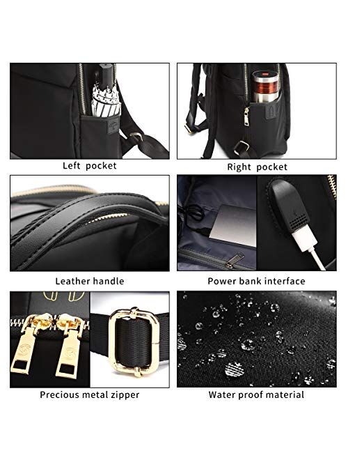 SOWAOVUT Women Waterproof Laptop Backpack with USB port for Work School Fits Tablet (Black)