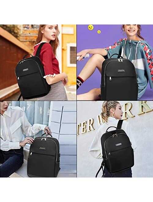 SOWAOVUT Women Waterproof Laptop Backpack with USB port for Work School Fits Tablet (Black)