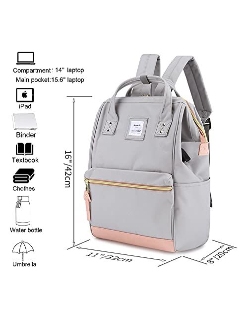 HKS-HOMME Laptop Backpack 15 Inch Travel School Backpack with USB Charging Port Casual Daypack Water Resistant Business Backpack for Women Student… (White+black, USB- Reg