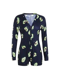 Women Bodycon Jumpsuits, Deep V Neck Shorts Jumpsuit Long Sleeve One Piece Bodysuit Pajama Bodycon Rompers Overall