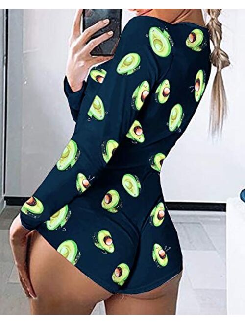 Women Bodycon Jumpsuits, Deep V Neck Shorts Jumpsuit Long Sleeve One Piece Bodysuit Pajama Bodycon Rompers Overall
