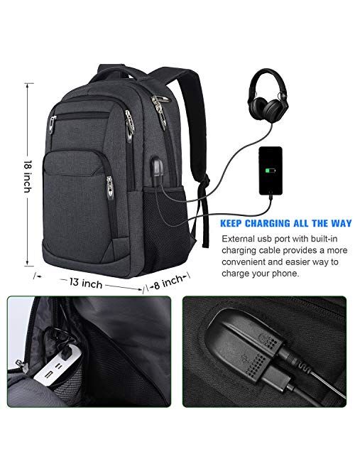 Backpack for Men,School Backpack College Backpack Business Backpack Laptop Bookbag with USB Charging Port Fits 15.6 Inch Laptop and Notebook