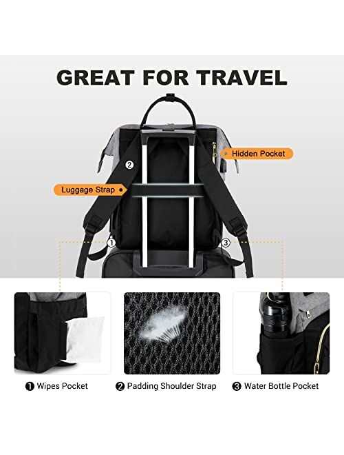 LOVEVOOK Laptop Backpack for Women Travel Business Computer Bag Purse Bookbag with USB Port Fits 15.6-Inch Laptop Beige Grey