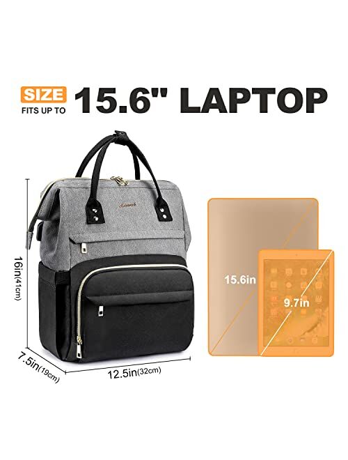 LOVEVOOK Laptop Backpack for Women Travel Business Computer Bag Purse Bookbag with USB Port Fits 15.6-Inch Laptop Beige Grey