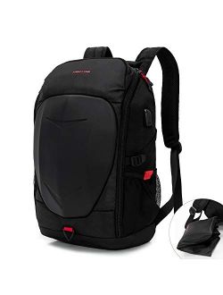 KINGSLONG 15-17 Inch Mens Laptop Backpack with USB Port for Travel Gaming Motorcycle Outdoor Backpacks Waterproof, Black