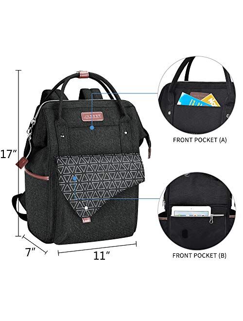 KROSER Laptop Backpack 15.6 Inch Stylish School Computer Backpack with USB Charging Port Water-repellent College Daypack Travel Business Work Bag for Women/Men-Black