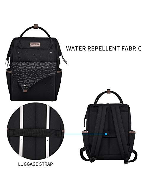 KROSER Laptop Backpack 15.6 Inch Stylish School Computer Backpack with USB Charging Port Water-repellent College Daypack Travel Business Work Bag for Women/Men-Black