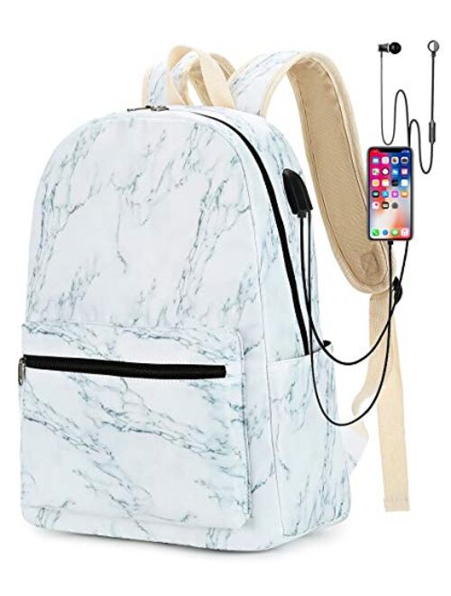 Girls Womens College Laptop Backpack School Bookbag Travel Rucksack School Bag with USB Charging Port for High School