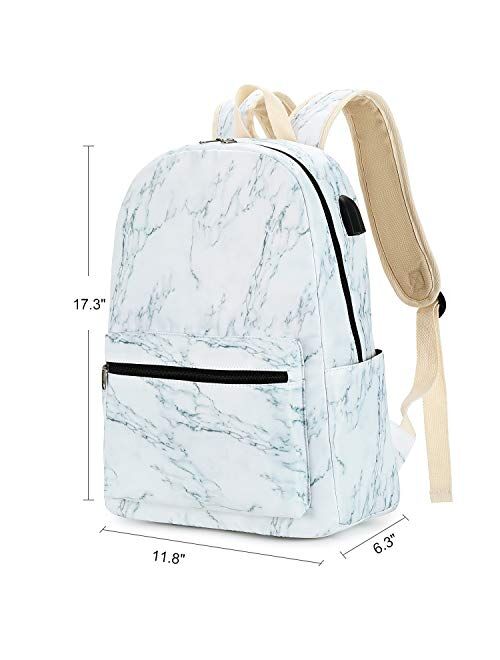 Girls Womens College Laptop Backpack School Bookbag Travel Rucksack School Bag with USB Charging Port for High School 