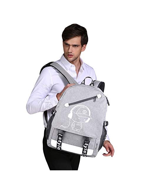 Anime Luminous Backpack Noctilucent Bags Daypack USB Chargeing Port Laptop Bag Handbag for Boys Girls Men Women