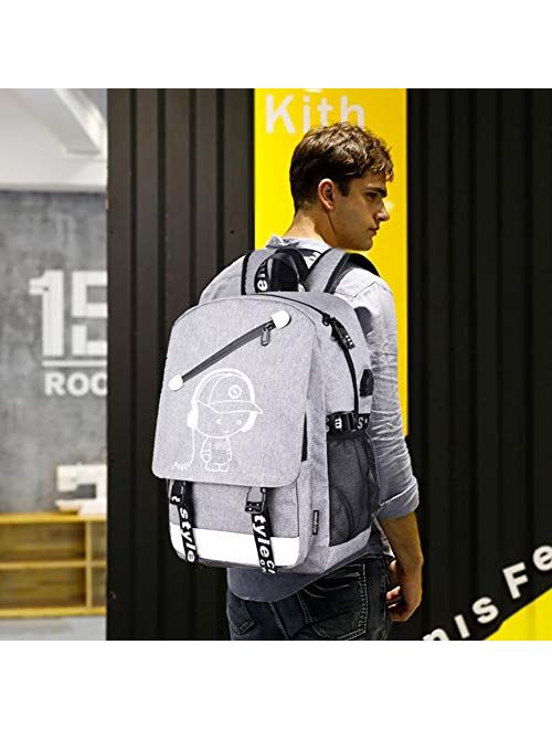 Anime Luminous Backpack Noctilucent Bags Daypack USB Chargeing Port Laptop Bag Handbag for Boys Girls Men Women