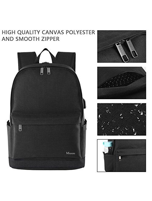School Backpack, College Middle High Student Anti-Theft Laptop Backpack for Boy Girl Men Women, Mancro Water Resistant Tarvel Computer Bag with USB Charging Port, Fit 15.