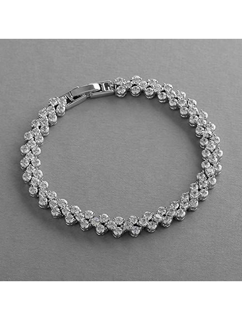 Mariell Glamorous Platinum Silver 6 1/2 Petite Size CZ Bridal Tennis Bracelet Ideal for Smaller Wrist!