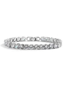 Mariell Silver Platinum 6 1/2" Petite Size CZ Crystal Bridal Tennis Bracelet, Perfect for Smaller Wrist