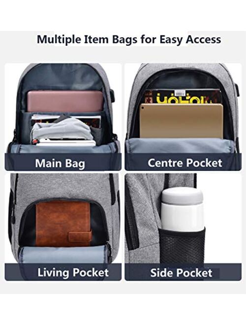 Travel Laptop Backpacks，with USB Charging Port Knapsack,Fits 15.6 Inch Notebook Rucksack ,Hiking Daypacks