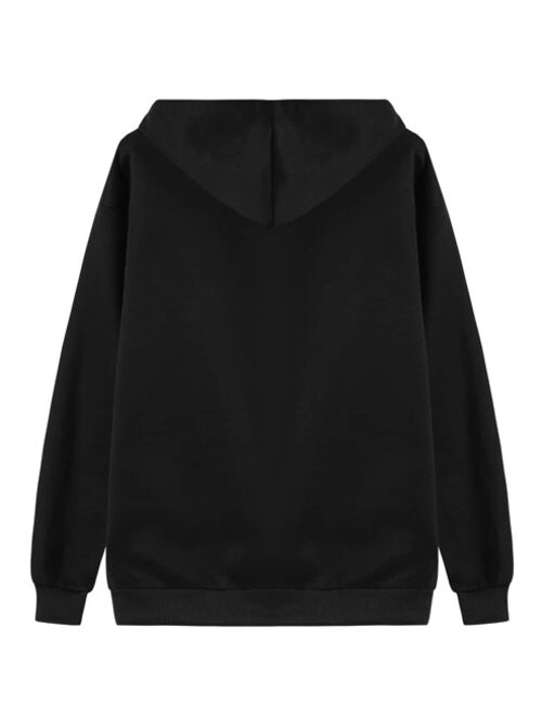 Shein Solid Thermal Lined Drawstring Hoodie