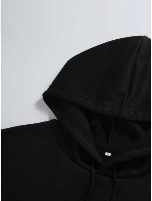 Shein Solid Thermal Lined Drawstring Hoodie