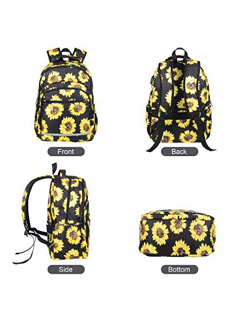 Travel Laptop Backpack, Durable Waterproof Sunflower College School Backpack with USB Charging Port for Women Girl Casual Daypack Business Computer Bag Fits 15 Inch Noteb