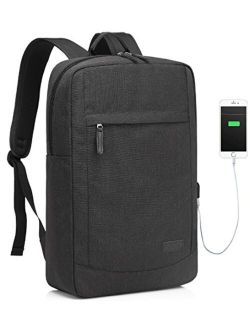 Business Laptop Backpack for 17 inch Computer With Built-in Charging Cable USB Port Lightweight School Rucksack with Waterproof Rain Cover