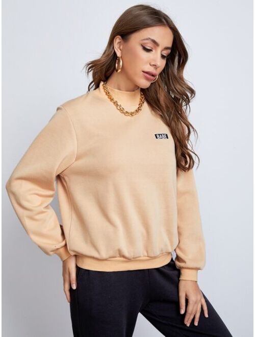 SHEIN Mock Neck Letter Graphic Pullover
