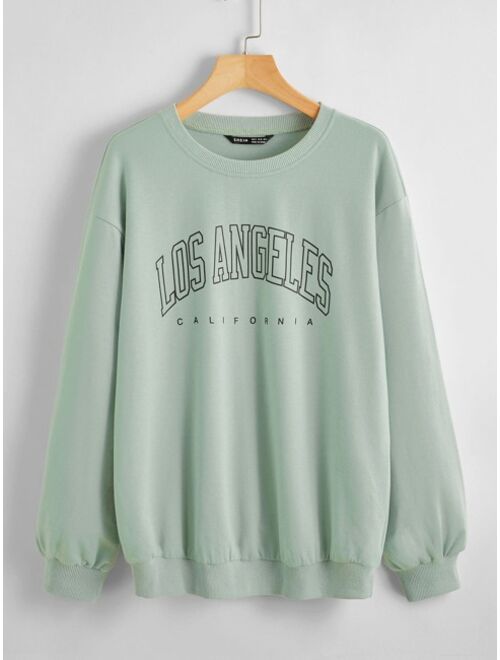 Buy SHEIN Los Angeles Graphic Long Sleeve Pullover online | Topofstyle