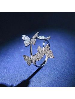 AkoaDa New Product Adjustable Opening Butterfly Ring Personality Ring Female