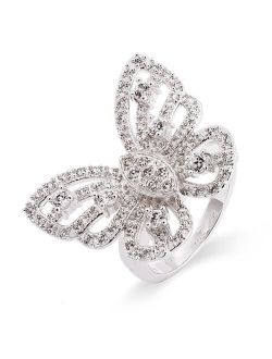 Sterling Silver CZ Butterfly Ring, Sizes 5 to 10