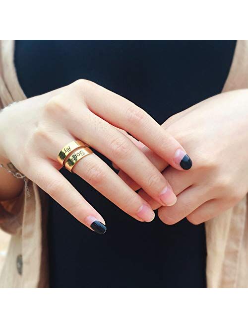 Love Jewelry Personalized Spiral Twist Ring Engraved Names BFF Personalized Gift Mother-Daughter Promise Ring for Her