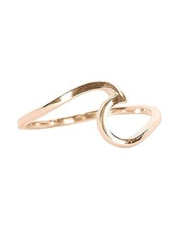 Pura Vida Rose Gold Coated Wave Ring - Gold Plated .925 Sterling Silver - Size 8