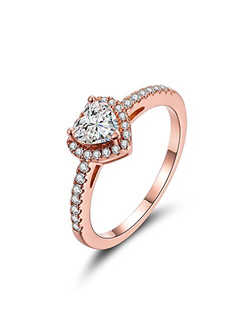 MDFUN Luxurious Rose Gold Plated Cubic Zirconia Infinity Love Solitaire Promise Eternity Ring…