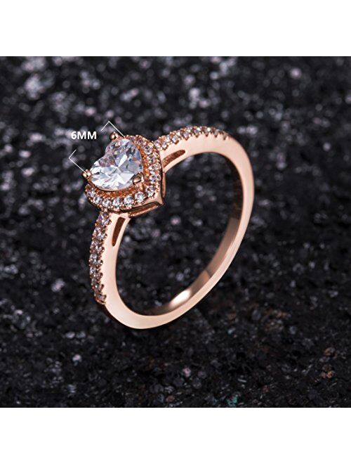 MDFUN Luxurious Rose Gold Plated Cubic Zirconia Infinity Love Solitaire Promise Eternity Ring…