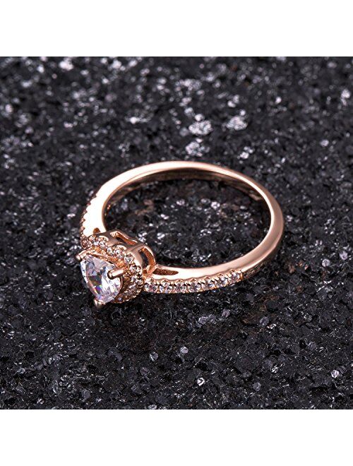 MDFUN Luxurious Rose Gold Plated Cubic Zirconia Infinity Love Solitaire Promise Eternity Ring…