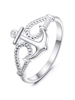 INBLUE 925 Sterling Silver Twist Rings for Women Girls Lover Sisters Engagement Wedding Promise Jewelry for Mothers Day Valentines Day Friendship