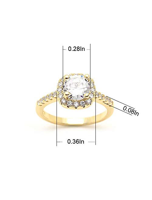 UFOORO CZ Ring Solitaire Crystal Women's Engagement Rings Cubic Zirconia Wedding Band Gift